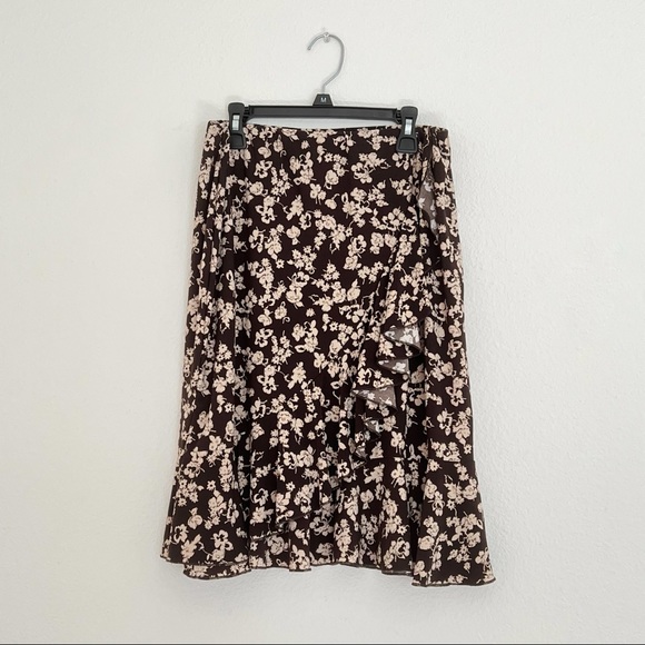 American Living Brown Floral Knee Length Skirt - Picture 1 of 3